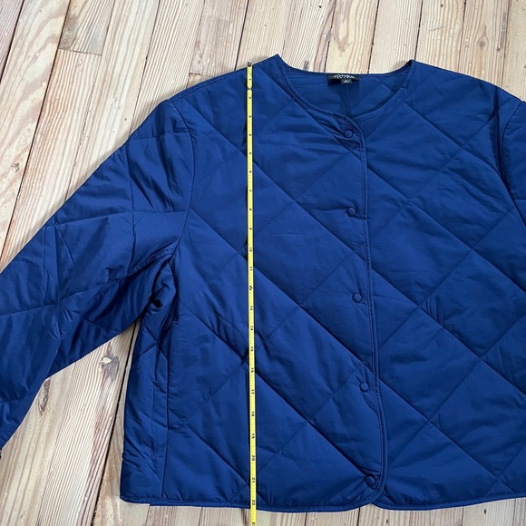 nwt JONES NEW YORK Quilted Navy Blue Collarless Button Front Jacket Women large - Picture 11 of 11